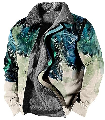 Winter Jacket Men, Men'S Halloween Casual Print Long Sleeve Button Thick Coat Taktische Jacke Windbreaker Damen Down Jackets Camo Flecktarn Gefüttert Mit Bauchtasche Jacket (4XL, Royal Blue) Generisch