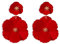 FDEETY Ohrringe Böhmische Doppelt Blumen Tropfen Ohrringes Matte Blume Lange Ohrstecker Leicht Vintage Schmuck für Frauen Und Mädchen Bräute Brautjungfern Hochzeit Prom(Rot)