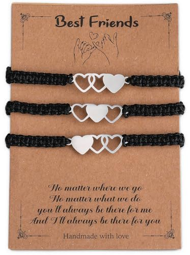 LEGENTLISUR 3 Stück Freundschaftsarmband Herz Silber Beste Freundschaft Armband Entfernung Übereinstimmun Beziehung armbänder Edelstahl Armbänder Armband Damen für Mädchen Damen Schwestern Bff