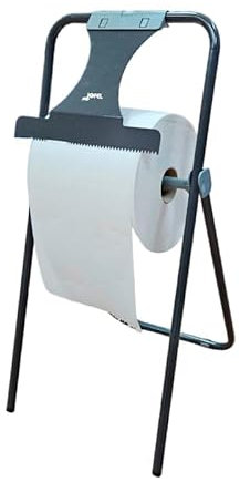Jofel Faltbarer Bodenrollenhalter, Industriepapierspender mit Frontsäge zum Schneiden, hohe Widerstandsfähigkeit, Stahlrohr 20 mm, für Spulen bis zu 500 m, AD80010