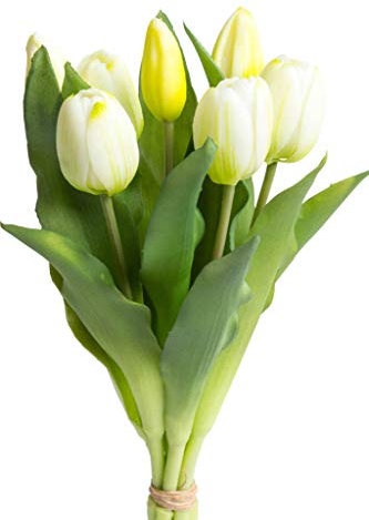 Botanic-Haus künstliches Tulpenbündel/künstlicher Tulpenbund Sandy mit 4 Tulpen und 3 Tulpenknospen Farbe: Creme-weiß real Touch