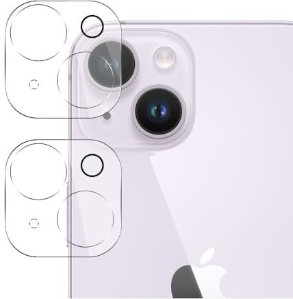 HQ-CLOUD® Lot de 2 Protection Objectif Caméra Arrière en Verre Trempé Pour Iphone 15, Film en Verre Trempé 9H, Ultra HD, Anti-Rayures
