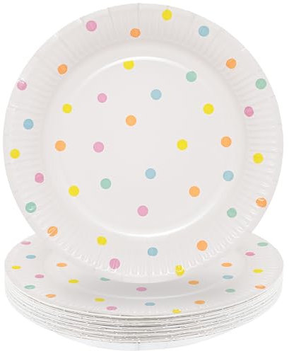 HNH Platos de Papel Lunares multicolores 24 piezas 23cm Platos Desechables para Fiesta