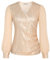 Damen Einfarbige Solid Bluse Pailletten Club Top Kreuz V-Ausschnitt Sexy Tunika Chiffon Langarm Vintage Casual Bluse Gold M