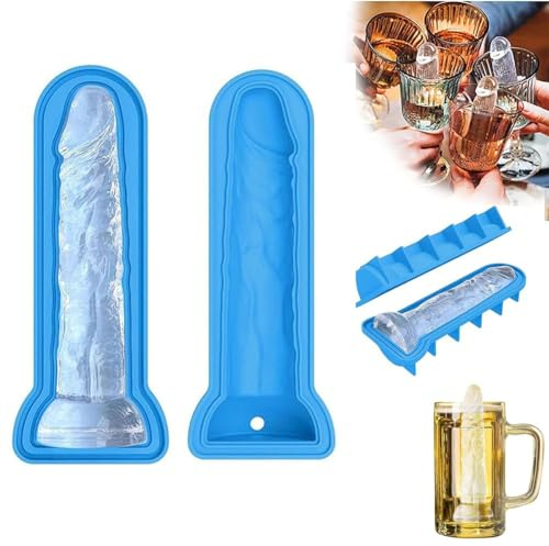Drôle Bacs à Glaçons Pour Adultes Bacs à Glaçons Reutilisable Avec Couvercle Boules à Chocolat Pour Gâteaux Et Pâtisseries Moule à Glaçons Pour Whisky Pour Fête Anniversaire (Bleu)