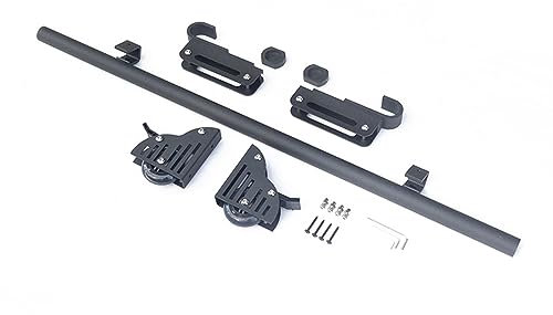 DZZTHSH Hook On Rolling Library Ladder Track + Floor Wheels & Brake, Sliding Ladder Hardware Track Kit (Fits Ladder Thickness 2.5cm, Ladder Not Included)