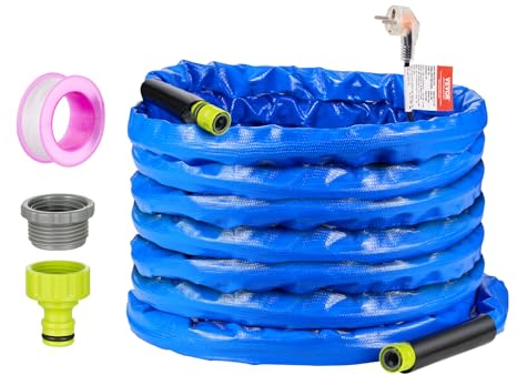 VEVOR 50ft beheizter Wasserschlauch für Wohnmobil, beheizter Trinkwasserschlauch mit gewellter Abdeckung, Frostschutz bis -45°F, automatisch selbstregulierend, 5/8 ID mit Schnellanschluss-Set