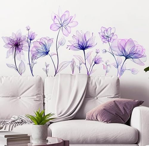 Lilac Flower Wall Sticker Bedroom Room Living Room Decoration Self-Adhesive Wall Sticker 30 * 90cm*1pcs
