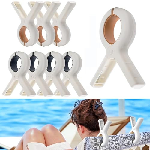 8pcs Beach Towel Clips,Large Laundry Clip Towel Pegs,Clothes Pegs For Washing Line,Non Slip Heavy Duty Large Plastic Laundry Peg for Sun Lounger, Laundry,Beach, Pool,Duvets,Bath Towels,laundry pegs