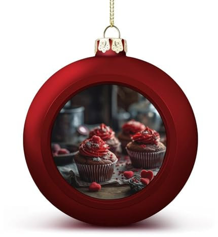 Weihnachtsbaumschmuck, rote Cupcakes, Weihnachtskugel-Dekorationsset, Weihnachtsbaumschmuck für Urlaubsdekoration