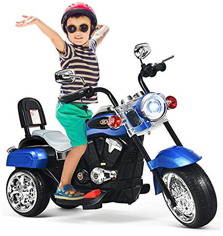 GOPLUS 6V Elektromotorrad für Kinder, Dreirad Kindermotorrad mit Vor-und Rückwärtsschalter, Elektrisches Motorrad, Mortorcycle, Elektrofahrzeug für Kinder ab 3 Jahre (Blau)