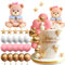 Roaring Good Time Rosa Bär Tortendekoration Rosa Goldkugeln Tortenaufleger Bären tortendekoration BabyShower Geburtstagstorten dekoration