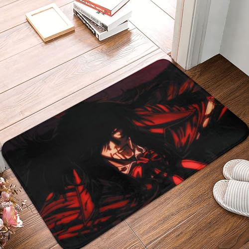 OOAHJEID Fußmatte für Badezimmer Alucard Rutschfester Küchenteppich, japanischer Anime Hellsing Ultimate, Wohnzimmermatte, Eingangstür-Fußmatte, Bodendekor-Teppich