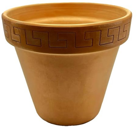 Vaso in Terracotta Decorato - Diam. 22 cm, Altezza 20 cm