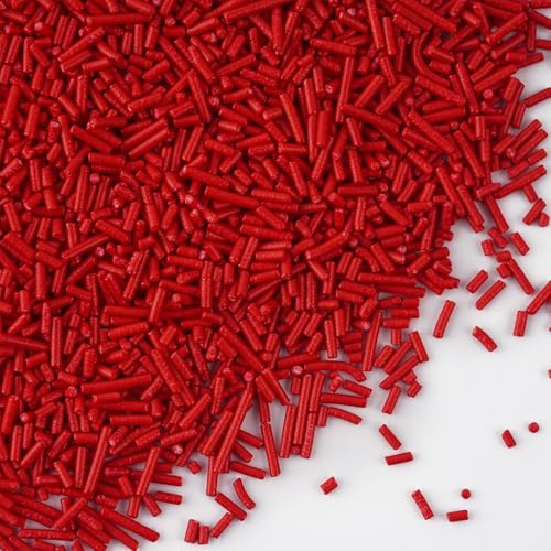 Décors Sucrés Vermicelles Rouge 130 g - Vermicelles Pâtisserie Comestibles en Sucre Colorés– Décoration Alimentaire Pâtisserie, Desserts, Gâteaux, Biscuits, Cupcakes