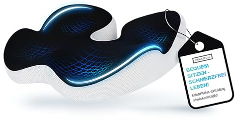 reketach - Orthopädisches Sitzkissen mit Memory Foam | Ergonomisch für Büro, Auto & Homeoffice – Gegen Rückenschmerzen, Hämorrhoiden & Ischias | Waschbar, Atmungsaktiv | bis 95 kgKG empfohlen