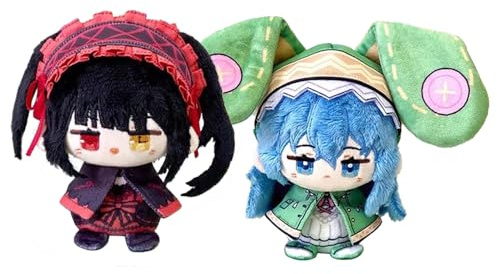 Gooyeh Tokisaki Kurumi Plüsch-Anhänger Himekawa Yoshino Anime, weiche Figur, niedliche PP-Baumwolle, gefülltes Kissen, Tasche, Schlüsselanhänger, Dekoration, Sammlerstücke, 12 cm, 2 Stück