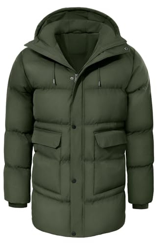 heekpek Giubbotto Invernale Uomo Cappotto con Cappuccio Idrorepellente Lungo Giacca Imbottito in cotone Giacconi Invernali Parka da Sci Snowboard Trekking