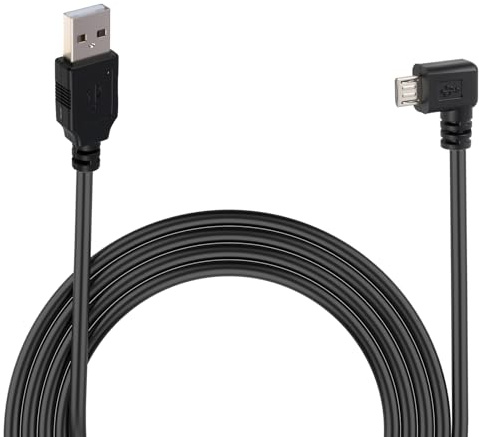 kwinfei Extra Long Mini USB Cable 5M with 90 Degree Left Angle Connector and 5 Cable Clips, Durable usb to mini Cable for Dash Cam, Camera, GPS Navigator,and Car Recorder Power Charging Lead