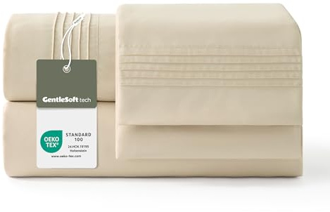 Bedsure Beige Juego de Sábanas Microfibra - 90x190 cm，3 Piezas | 100% microfibra de poliéster,bolsillo profundo 30 cm, 3M Scotchgard humedad, secado rápido, Certificado OEKO-TEX.