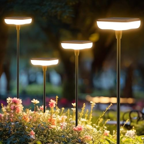 Ainostone Solarlampen für Außen Garten 6 Stück 1000mah Warmweiß Solarleuchten Garten Hell 34 Lumen Gartenbeleuchtung Solar IP65 Wasserdicht Für Balkon Outdoor Flowerbeds Beet Blumen Gartenwege