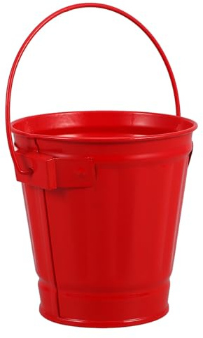 BUGUUYO Roter Kleiner Metalleimer mit Henkel aus Eisen, Dekorativ | Haaraccessoires und Kleine Kleinteile, für Nachttisch oder Schreibtisch, Leicht zu Tragen