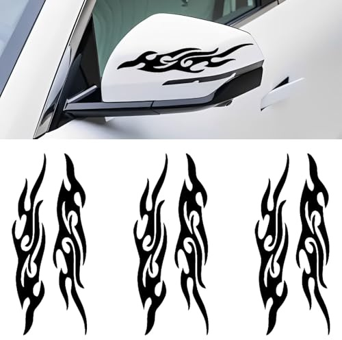 3 Paar Auto Rückspiegel Aufkleber, schwarz, 19 cm – Selbstklebende Rückspiegel Folie für Schutz und Styling, Universell für Autos, SUVs, LKWs