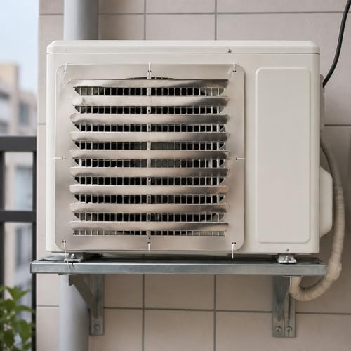 Peakjune Outdoor Ac Unit Cover Air Conditioner Deflector,Stainless Steel Shutter Deflector For Direct Airflow,Round/Square Wind Guide Cover With Cable Ties For Outdoor Units