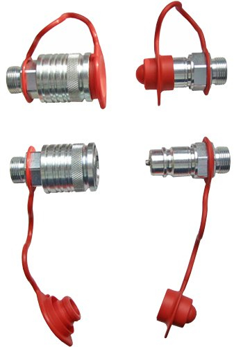 Set Hydraulik- Steckkupplungen 2x Muffe 2x Stecker 15L + 4x Staubschutz rot