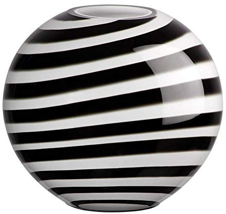 CRISTALICA Kugelvase Glas Dekoration Ballvase Grazia Gala 19,5cm weiß schwarz