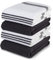 Sticky Toffee 100% Cotton Terry Tea Towel - Grey Plain & Stripe Pattern, Pack of 4 | Kitchen Towel Set | Absorbent, Strong, Quick Dry & Machine Washable | Home & Bathroom Accessories