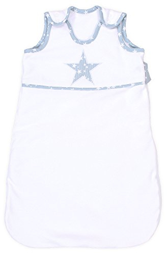 babybay Schlafsack Organic Cotton, weiß Applikation Stern azurblau Sterne weiß