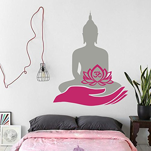 Vinyl Wandtattoo Lotos Lotus Lotosblume Buddha Zen Meditation Namaste Symbol Om Fitness Wandaufkleber Wandsticker Wanddekoration Fototapete Dekoration für Yoga Studio Fitnessstudio Schlafzimmer A427