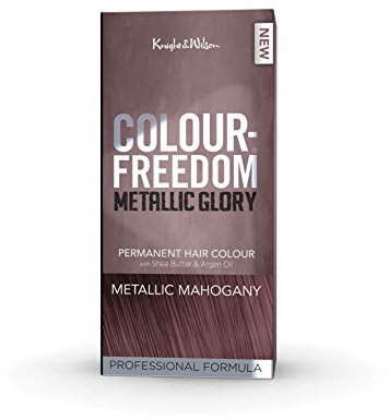 Colour Freedom Metallic Permanent Mahogany Conditioning Hair Dye. Infused with Shea Butter and Argan Oil for Ultra Glossy Conditioned Hair. 100% grey coverage. By Knight & Wilson.