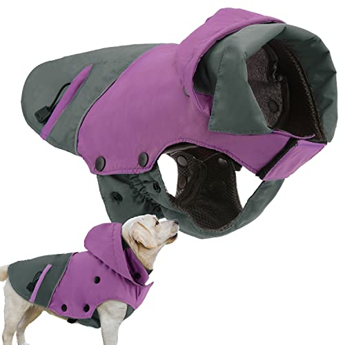 PETLOFT Hundewinterjacke, Reflektierende Hundewinterjacke Winddicht Warme Fleecejacke für Draußen Hundewinterjacke mit Herausnehmbarem Fleecefutter (L, Violett)