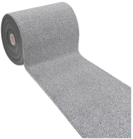 emmevi Alfombra de cocina de color liso, antideslizante, lavable, para pasillo, entrada, 57 x 230 cm, gris