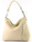 modamoda de T183 Damen Schultertasche Handtasche Tragetasche Echtleder Groß handmade in Italy, Farbe:Cremebeige
