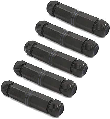 VCE IP68 Waterproof RJ45 Coupler, CAT6 CAT5E CAT5 Female to Female Connector, Outdoor Network Extender Shielded 8Pin Compatible with Ethernet LAN Cable, 5 Pack