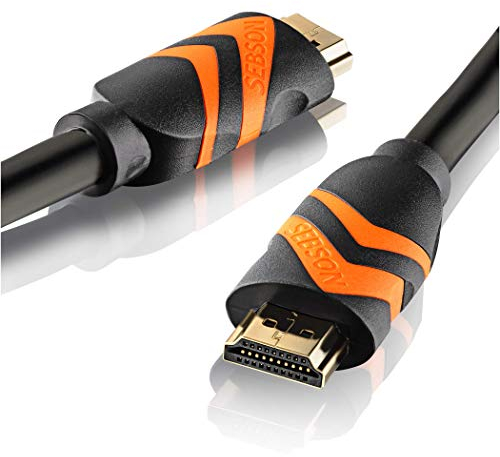 SEBSON HDMI Kabel 10m 2.0b Highspeed mit Ethernet, 4K/60Hz Ultra HD 2160p Full HD 1080p 3D, HDR, ARC Audio Return, PVC Ummantelung