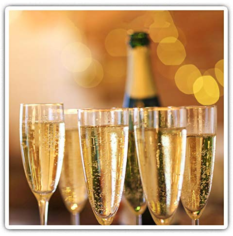 2 x 10cm Square Vinyl Stickers - Champagne Flute Glasses Celebration Decals 16077