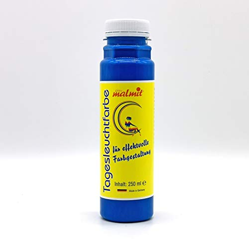 Werner 1 x 250ml Tagesleuchtfarbe NEON Schwarzlichtfarbe UV Farbe Neonfarbe Leuchtfarbe (Blau)