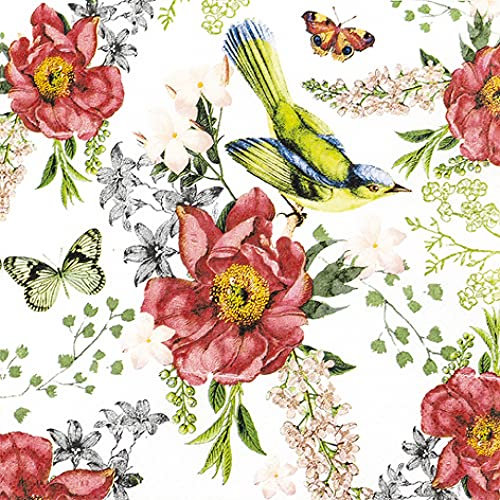 ServietteVogel und Rosen 20 Stück 20 Stück
