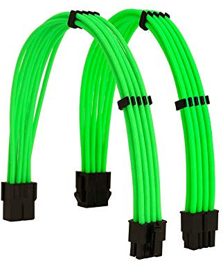 FormulaMod Sleeve Extension Power Supply Cable Kit 18AWG EPS 8-P+PCI-8-P with Cable Combs for PSU to Motherboard/GPU (Green)