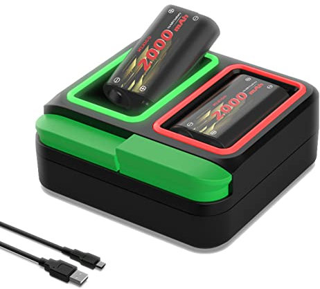 NexiGo 2022 breveté | Pack de Batterie pour Manette Xbox, Xbox Series X | Series S, 2 Batteries Rechargeables de 2000 mAh, Station de Charge Rapide de Batterie