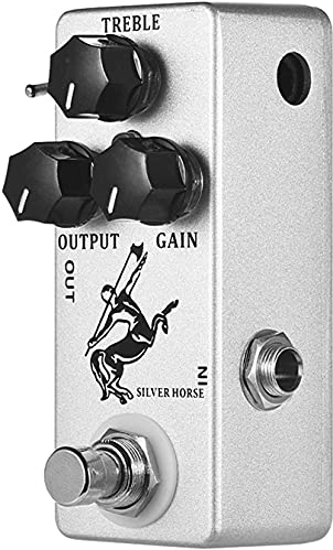 Overdrive Gitarrenpedal, Btuty SILVER HORSE Effektpedal für E-Gitarre mit Overdrive-Effekt, mit 3 Modi TREBLE/OUTPUT/GAIN, True Bypass Mini Size