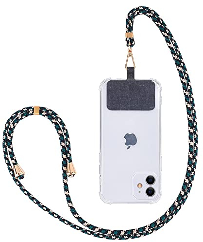 Ownest Compatible avec Cordon Telephone Portable la Lanière de Téléphone Lanière Universelle Portable Bandoulière Réglable Cordon Tour de Cou Compatible avec Tous Les Smartphones - Vert Foncé