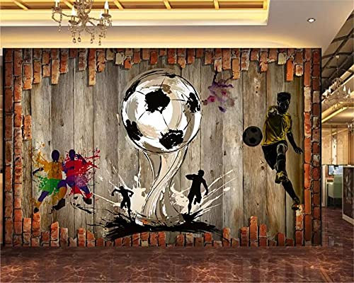 MUMUWUSG Papier Peint Panoramique Couleur Graffiti Sport Football Papier Peint Intissé 3D Effet Poster Geant Mural Personnalisé 3D Pour Salon Chambre Décoration Murale 140X70Cm