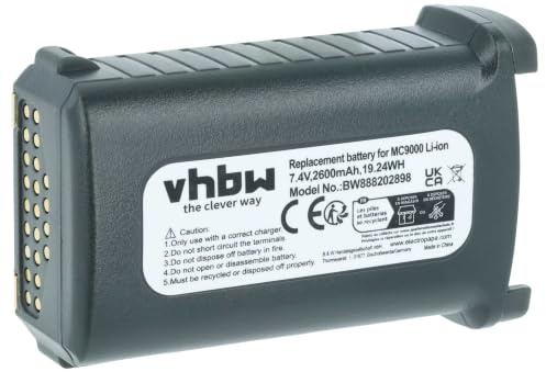 vhbw Akku kompatibel mit Symbol MC9090 | MC9090-G, MC9090-K, MC9090-S, MC9097 Handheld Computer Scanner (2600mAh, 7,4V, Li-Ion)