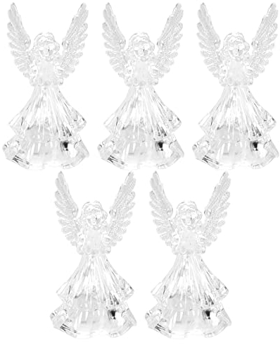 PartyKindom 5 Stück leuchtende Weihnachtsengel Ornamente Xmas Adorns Acryl Engel Lampe Dekorationen Weihnachtsdekoration Ornamente