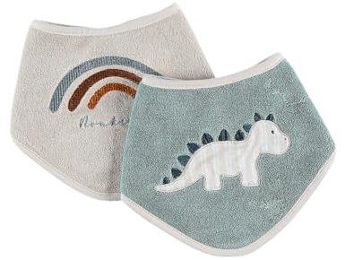 Noukie's - Lot de 2 bavoirs bandana - Dinosaure Stegi - Jusqu'à 3 mois